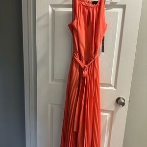 Chic Sleeveless High Low Dress in Vibrant Coral